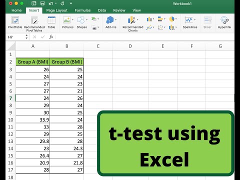 t test using excel