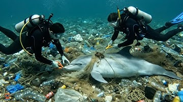 Emotional Underwater Rescues: Shark, Dolphin & Whale Saved from Ocean Trash | AI-Generated Realism