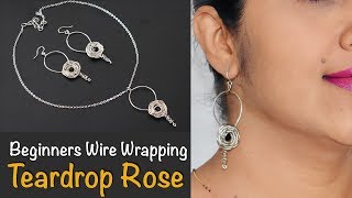 Handmade Wired Rose Earrings &amp; Pendant | Easy Earrings | VHMJ