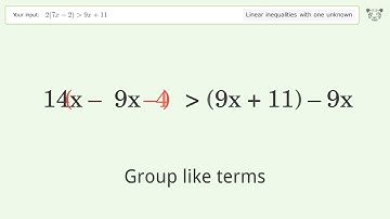 Solving Linear Inequalities: 2(7x-2) is Greater Than 9x+11