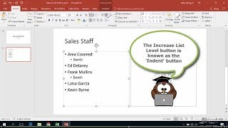 PowerPoint 2016/365 - Create and Indent Bullets