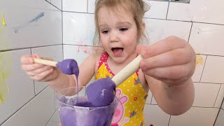 DIY How To Make Homemade Bath Paint | Easy Fun Activity For Kids | Zuza Sings Color Song