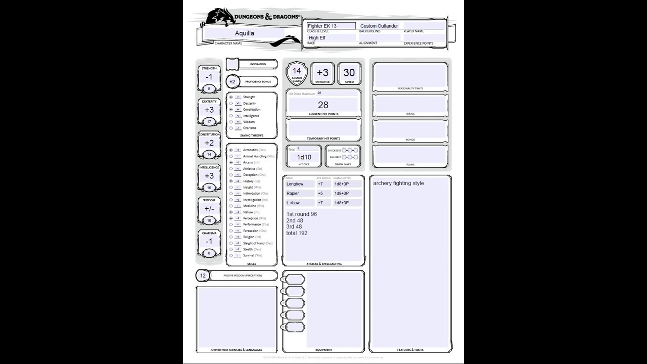 D&D 5e Eldritch Knight build