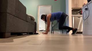 Plank- side bear crawl- plank