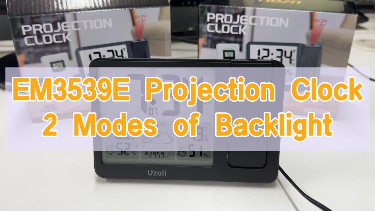 EM3539E Projection Alarm Clock - 2 Modes of Backlight (Automatic and manual) / Projektionsuhr
