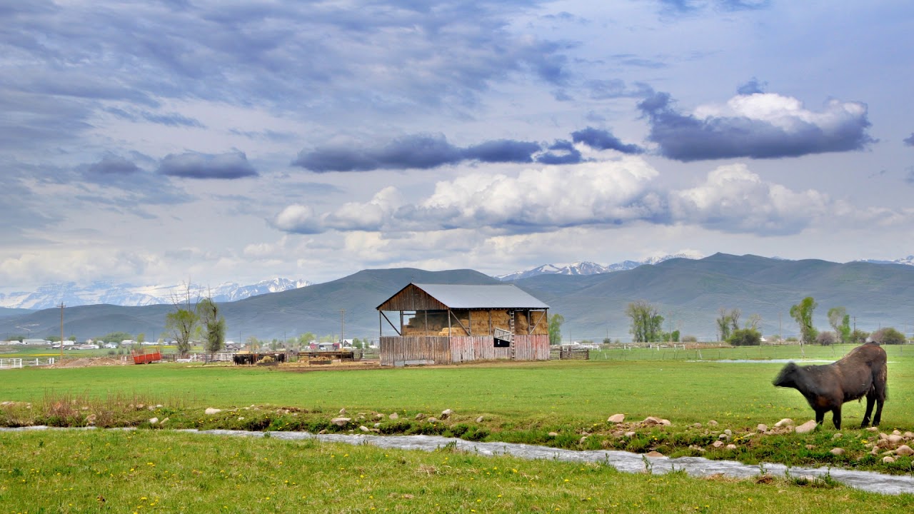 Time Lapse Farm Land With Barn - No copyright