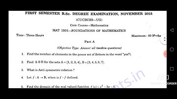 Calicut University fundamentals  mathematics question paper#calicutuniversity #semsester#study#exam