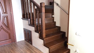 Отделка бетонной лестницы деревом.Finishing concrete stairs with wood.