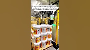 Automated palletizing solution for barreled materials in factories: collaborative robot palletizing.