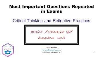 Most Important Questions 8611 Critical Thinking and Reflective Practices AIOU @taleemnotes