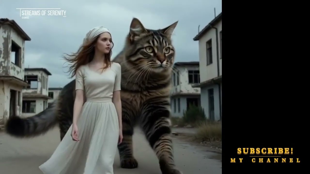 Streams of Serenity 🌿 Girl & Cat  AI Relaxing Video with Soft Music 