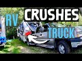 RV CRUSHES MY TRUCK ON 1st TOW! BIGGEST RV LIVING FULL TIME MISTAKE!