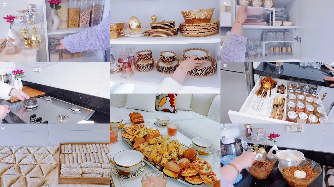 روتين مميز في رمضان🧚‍♀️تنظيم /تنظيف /طبخ /سر ترتيب خزانات المطبخ /بريوات بالكفتة بريوات الدجاج😋