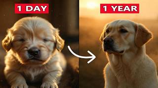 Evolution: Dog Growth from Day 1 to 1 Year in One Minute | AgeShift AI