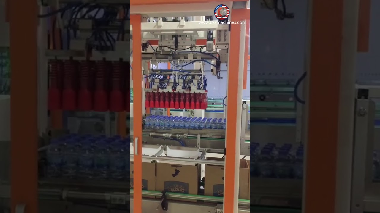 Water bottle pure water bottle robot hand cartoning machine bottle encasing line with carton feeding