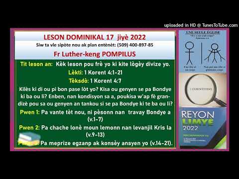 Leson Dominikal 17 Jiyè 2022