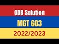 MGT 603 Correct GDB solution 2022 with vulearningpoint