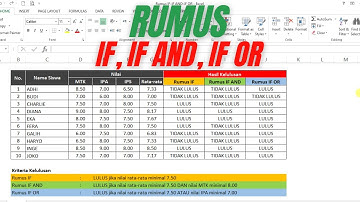 BELAJAR EXCEL || Rumus IF, IF(AND, dan IF(OR