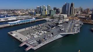 USS Midway Aircraft Carrier San Diego Drone 4K