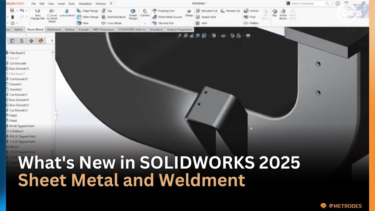 แนะนำ What's New in SOLIDWORKS 2025 Sheet Metal and Weldment - YouTube