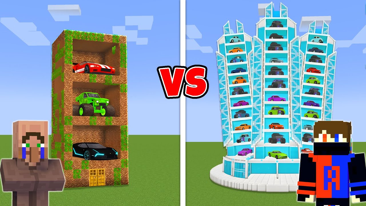 NOOB vs PRO DIAMOND CAR GARAGE TOWER