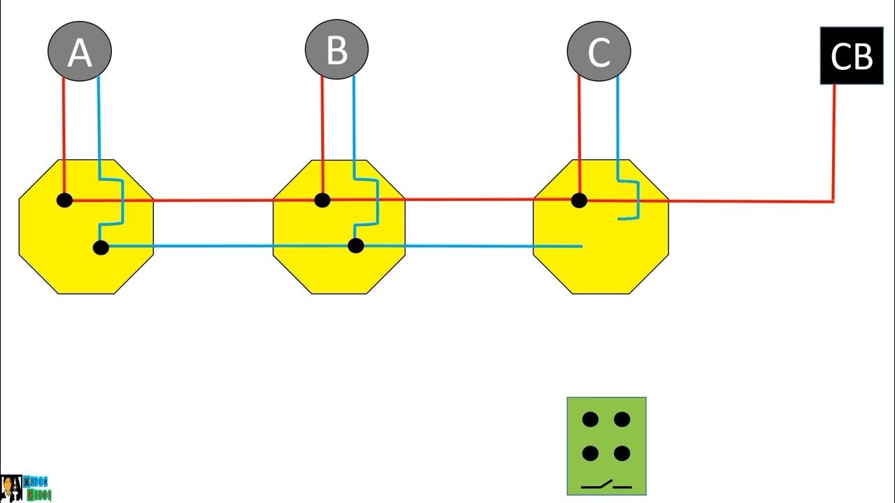 ACTUAL WIRING DIAGRAM OF 3 BULBS CONNECTED IN PARALLEL CONTROLLED BY