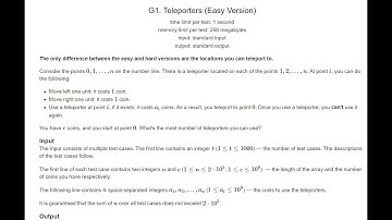 G1. Teleporters (Easy Version) Problem | Div4. 849 | #codeforces
