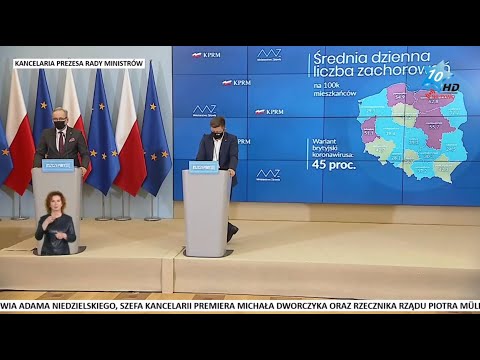 Konferencja prasowa ministra zdrowia Adama Niedzielskiego oraz szefa KPRM Michała Dworczyka, 15.03