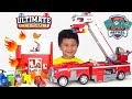 NEW PAW PATROL Ultimate Rescue Fire Truck Toys saves barn from fire! TBTFUNTV