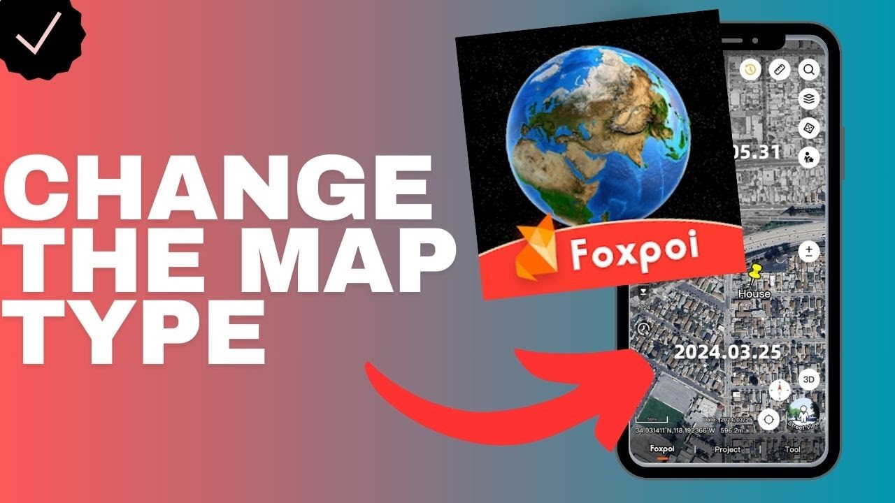 How to change the map type in the Earth 3D maps app?
