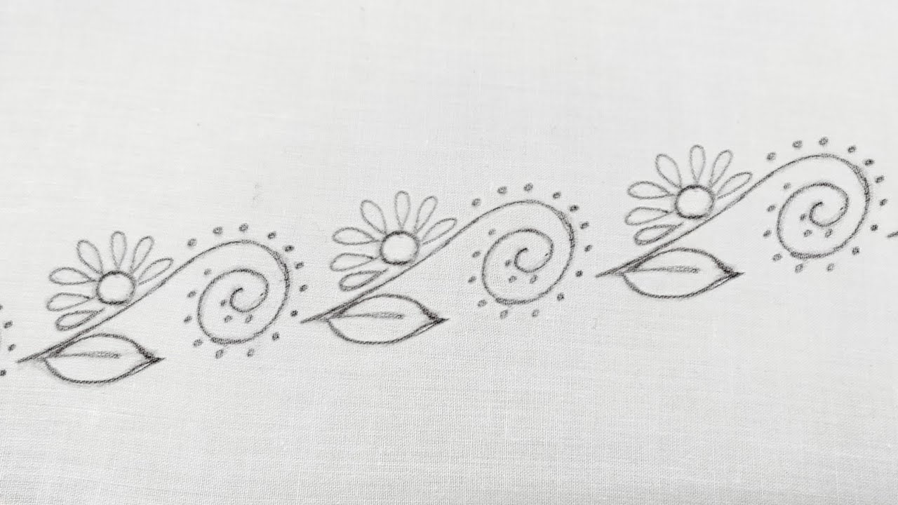 Pretty Flower Border for Dress & Kurti Sleeves (Hand Embroidery) YouTube