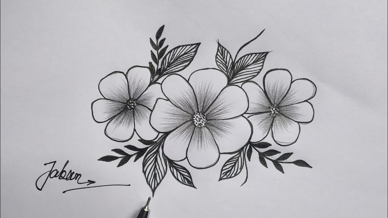 How to draw flowers step by step | easy flowers drawing | simple flowers  drawing, image size:1280x720