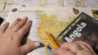 ASMR ~ Angola History & Geography ~ Soft Spoken Map Tracing Page Turning