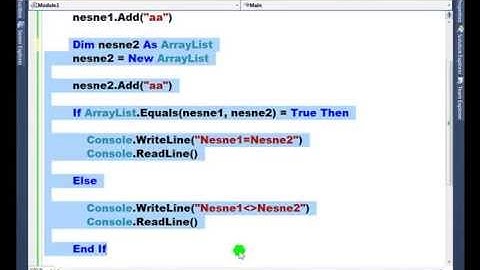 Visual Basic .NET - Ders 311 : ArrayList - Equals-3