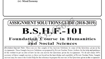 IGNOU BSHF 101 solved assignment 2018-19 / Foundation Course in Humanities and Social Sciences