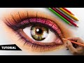 How to Draw Realistic EYE with Colored pencils | Tutorial for BEGINNERS