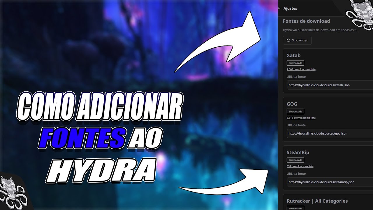 Como adicionar fontes de download no hydra rapido e direto youtube