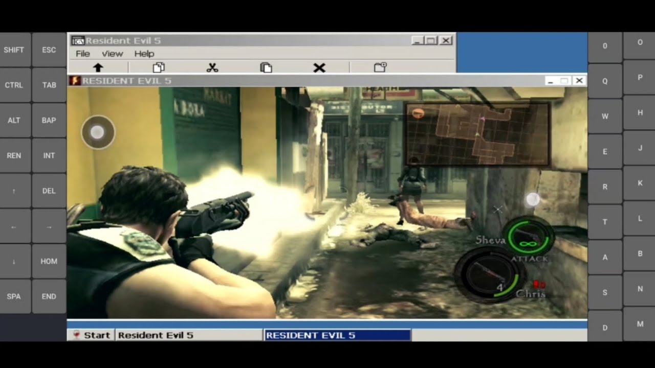 Resident Evil 5 Gameplay (PC) Gameplay Exagear Emulator (Windows) Android,  Wine 6.0 3.5.1 