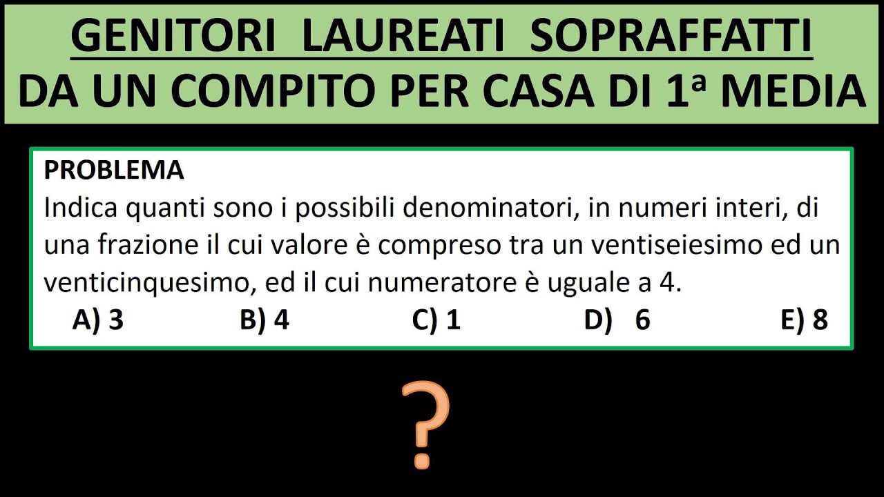 Genitori laureati sopraffatti da un compito per casa di prima media