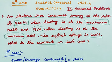 TN 10th SCIENCE PHYSICS |Unit 4 ELECTRICITY Numerical problems part-1 | Qn.1 |sums in TAMIL |2020