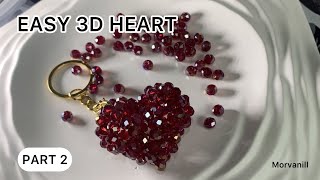 3D Beaded Heart Keychain Tutorial ❤️ Part 2 | Easy Step-by-Step Beading