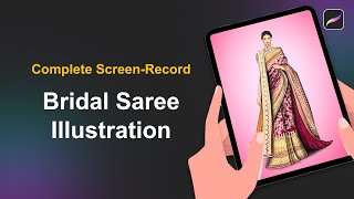 How to render Bridal Saree | Full-embroidered Fashion Illustration Procreate Tutorial | Sanyam Jain screenshot 4