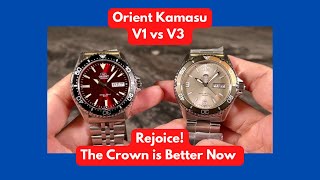 Orient Kamasu V1 vs V3 - they&#39;ve improved the crown!