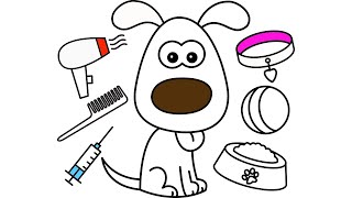 How to Draw a Puppy with Accessories / Drawing and Coloring for Kids