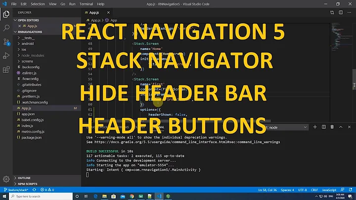 #30.3 Stack Navigation - Header buttons and hide header bar