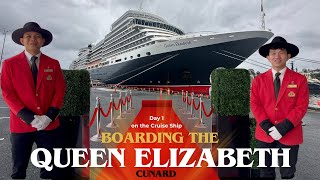 Boarding Cunard's Queen Elizabeth Cruise Ship | Ship tour and daily vlog