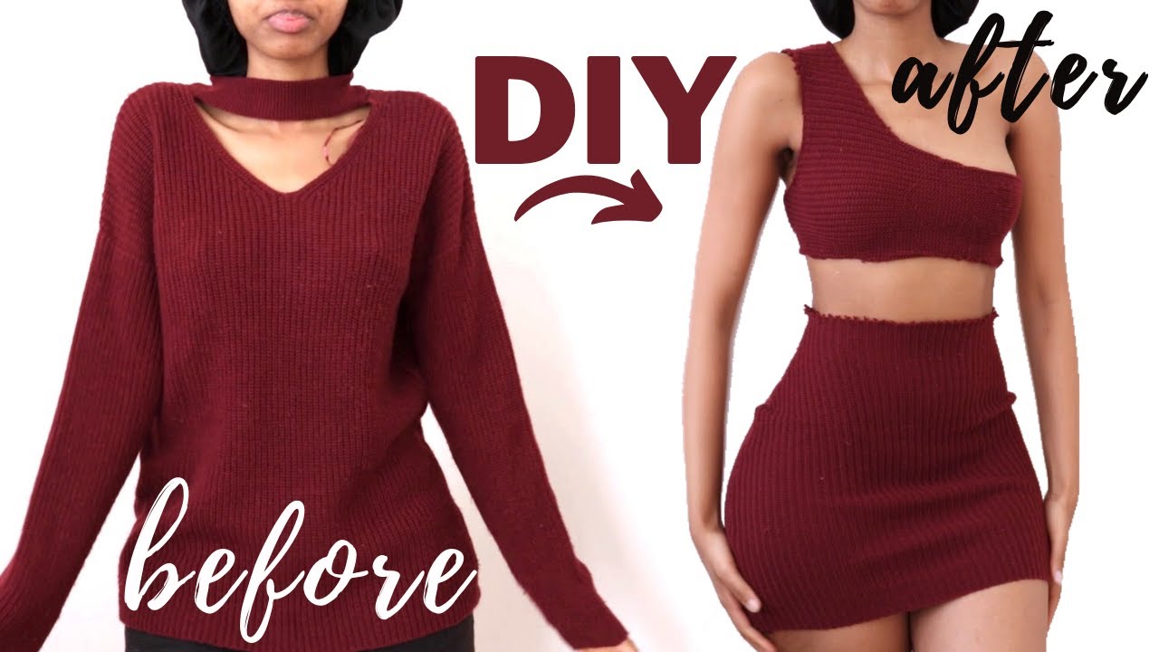 DIY TWO PIECE SET from AN OLD JERSEY | JERSEY TRANSFORMATION - YouTube