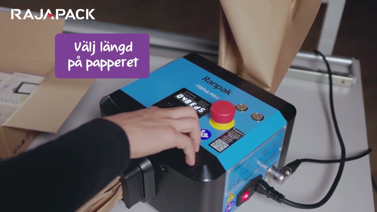 Ranpak® Fillpak Mini™ liten och kompakt maskin för pappersfyllnadsmaterial - RAJAPACK video