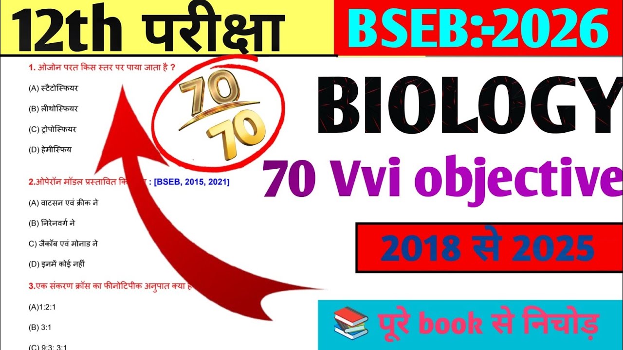 12th Biology Vvi objective 2026 /Bihar board class 12th #biology ...