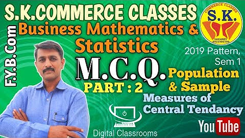 FYBCom || MCQ Maths Part 2 II Population & Sample